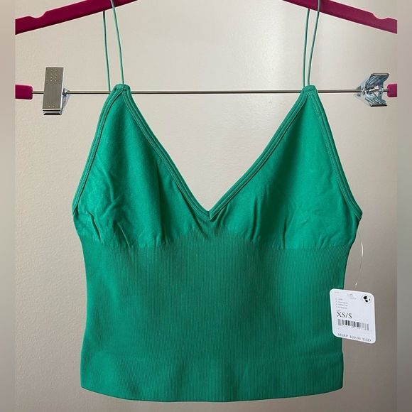 Free People Ribbed V-Neck Brami “Forest Green” Size XS/S NWT - Picture 7 of 10